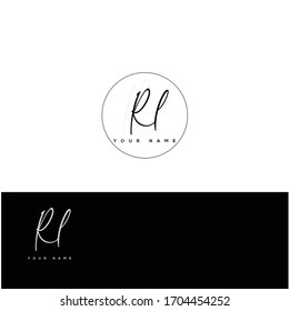 R L RL Escritura a mano de carta inicial y logotipo de firma.	