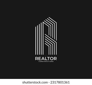 R latter building logo, real estate, constructions, line, logo, vector, minimal, h Latter, r, h