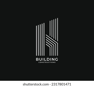 R latter building logo, real estate, constructions, line, logo, vector, minimal, h Latter, r, h