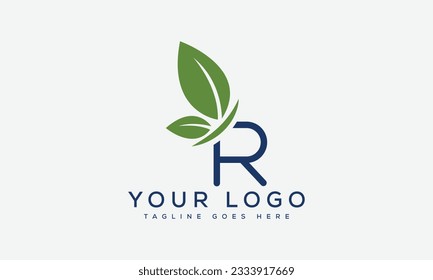 R leaf letter Logo Design vector Template.