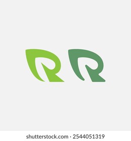 R leaf letter minimalist logo design