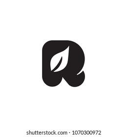 r with leaf letter vector logo