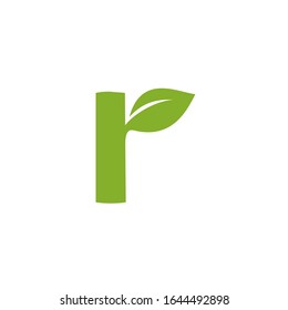 r leaf logo design vector sign template