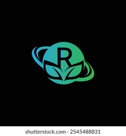 R Leaf Logo Design Vector illustration template, R Leaf logo