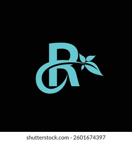 R Leaf Logo Design Vector illustration template	