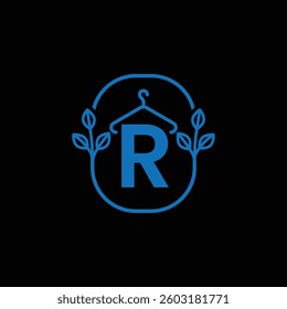 R Leaf Logo Design Vector illustration template	