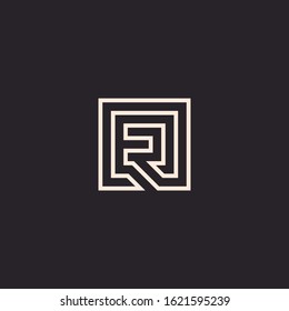 R letter abstract design line minimalist graphic logo template