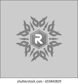 R Letter Abstract Floral Vintage Logo design. Mask element vector template. Flourish Vignette Vintage Logotype wedding luxury fashion jewelry concept icon.