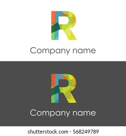 R letter abstract mosaic shape icon colorful