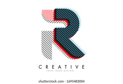 R Letter with an abstract Pop Art Logo Design. Colorful Retro Vector Illustration.