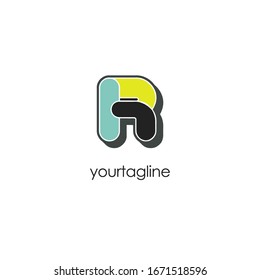 R letter alphabet abstract round letter design logo vector 