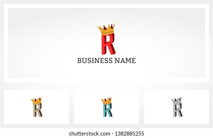 R Letter Alphabet Crown Logo