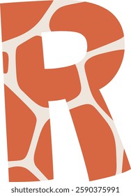 R Letter Alphabet With Giraffe Skin Pattern Vector Illustration