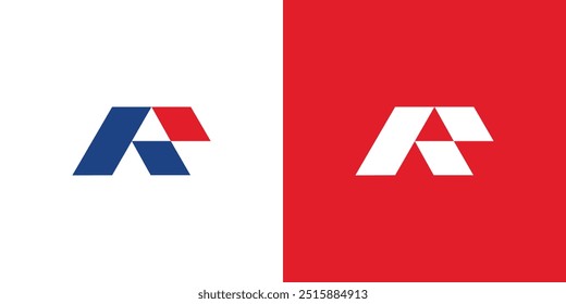 R, Letter R alphabet logo icon design Red and Blue minimalist logo template elements.