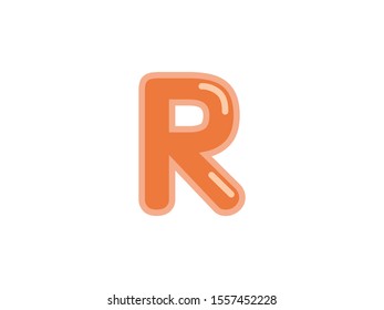 R letter alphabet orange candy jelly glossy vector isolated on white background 