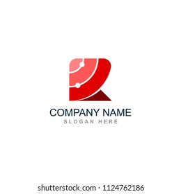 r letter alphabet radar wave signal ripple vector logo design