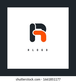 R letter alphabet rounded design abstract logo with business card template