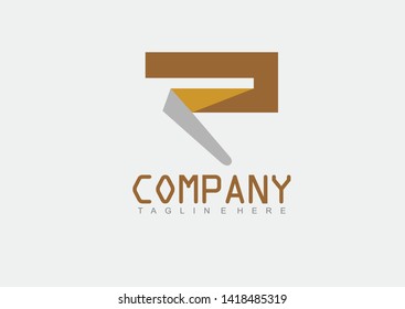 R letter alphabet typography logo brown yellow vector stock