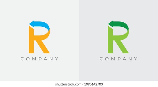 R Letter with Arrow logo. Vector
