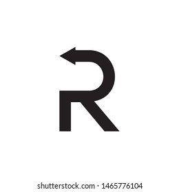 R letter arrow return logo design