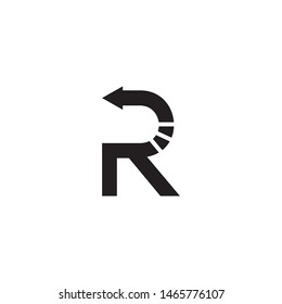 R letter arrow return logo design