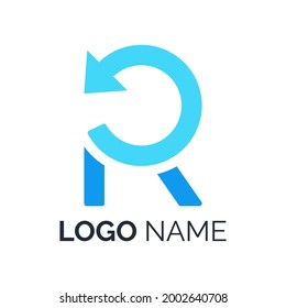 R letter arrow return logo design template. Return logo design