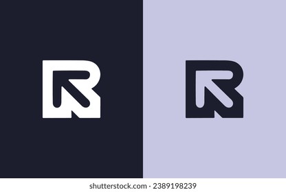 R letter arrow shape creative logo design icon