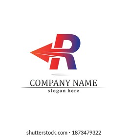 R Letter Arrow vector illustration icon Logo bolt Template design