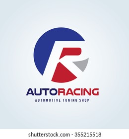 R letter Automotive racing logo template