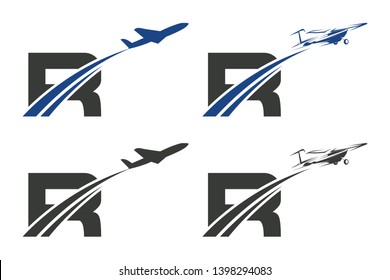 R Letter with Aviation Logo Design