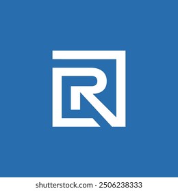 R letter box icon logo. Logo kotak huruf R.
