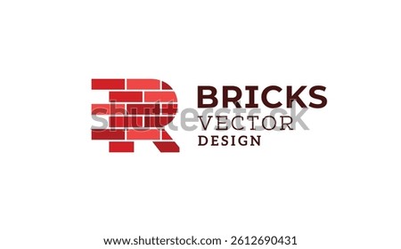 R letter brick vector logo design