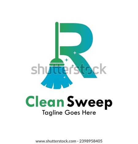 R letter with broom design logo template illustration. Stock foto © 