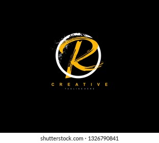 R Letter Brush Grunge Urban Type Style Logo