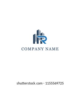 R letter Building company logo design vector