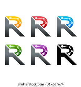 R letter, button icon