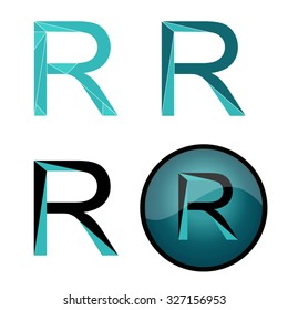 R letter, button icon