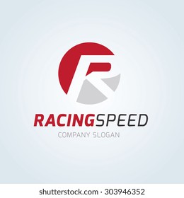 R letter, Car and Automative racing logo template