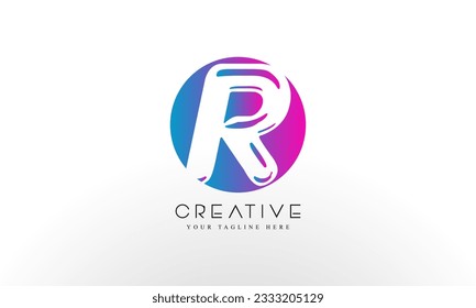 R Letter circle shape Logo Design Vector