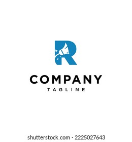 R Letter cleaning broom Vector logo icon vector Template.
