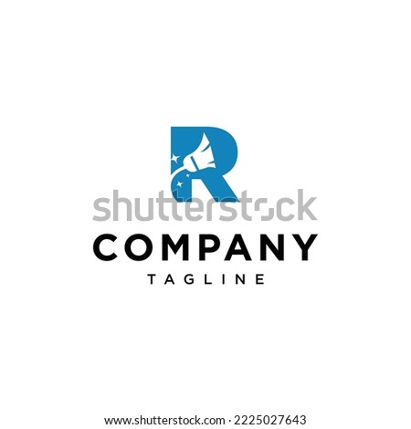 R Letter cleaning broom Vector logo icon vector Template. Stock foto © 