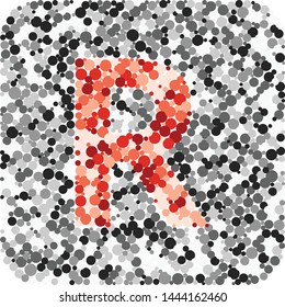 R letter color distributed circles dots illustration