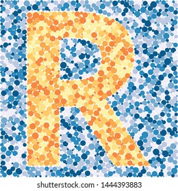 R letter color distributed circles dots illustration