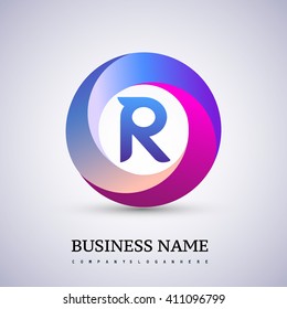 R letter colorful logo in the circle. Vector design template elements for your application or corporate identity.