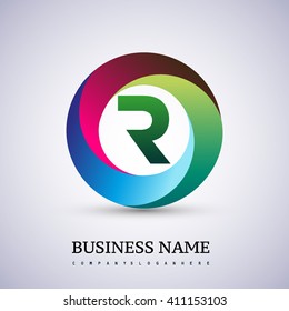R letter colorful logo in the circle. Vector design template elements for your application or company identity.