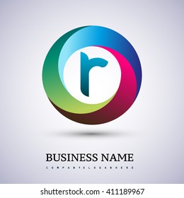 R letter colorful logo in the circle. Vector design template elements for your application or company identity.