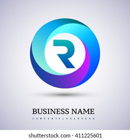 R letter colorful logo in the circle. Vector design template elements for your application or company identity.