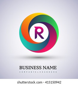 R letter colorful logo in the circle. Vector design template elements for your application or company identity.