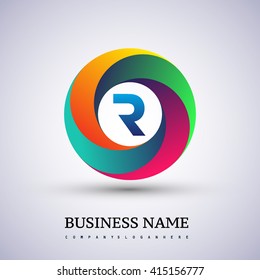 R letter colorful logo in the circle. Vector design template elements for your application or company identity.