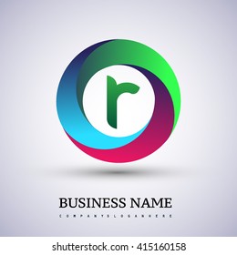 R letter colorful logo in the circle. Vector design template elements for your application or company identity.